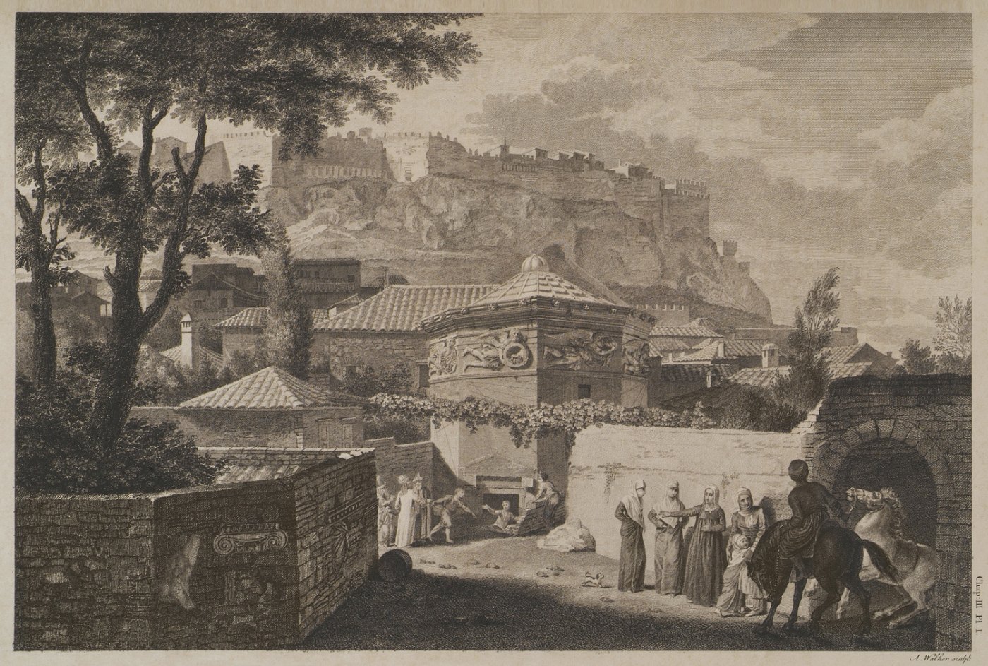 Grabado del siglo XVIII de la Torre de los Vientos de Atenas